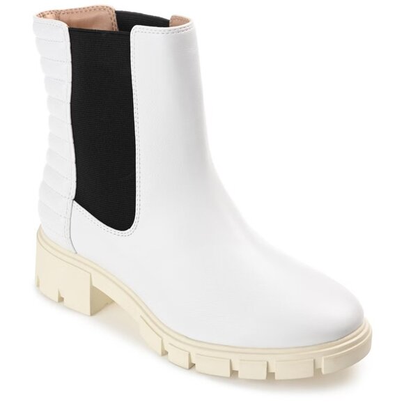 Tru Comfort Tatiana Lug Sole Chelsea Boots White 10 Platform Foam $89 - Picture 1 of 4
